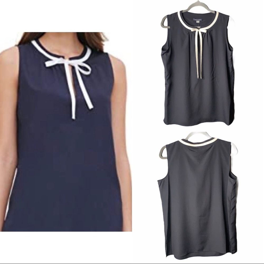 Tommy‎ Hilfiger Women's Navy Tie Sleeveless Top L